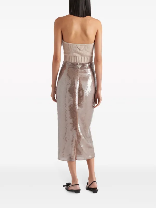 Prada Sequinned Midi Skirt | Neutrals | FARFETCH