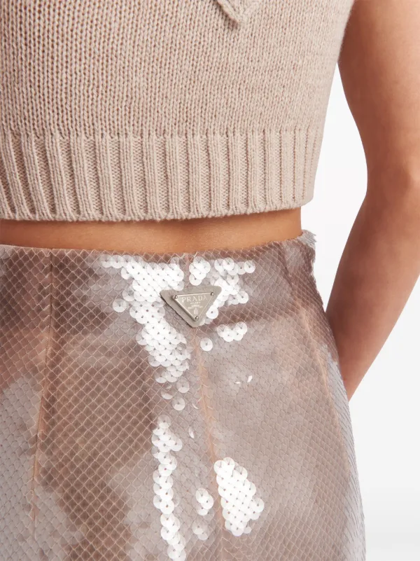 Prada Sequinned Midi Skirt | Neutrals | FARFETCH