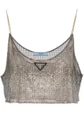 Prada rhinestone-embellished mesh top - Silver