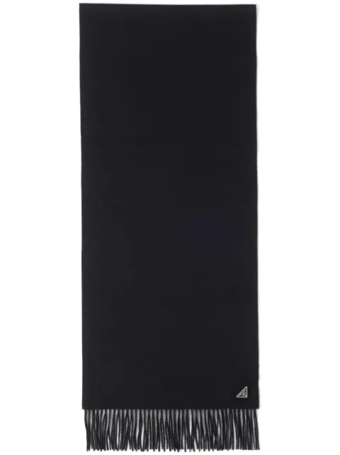 Prada logo-plaque cashmere scarf
