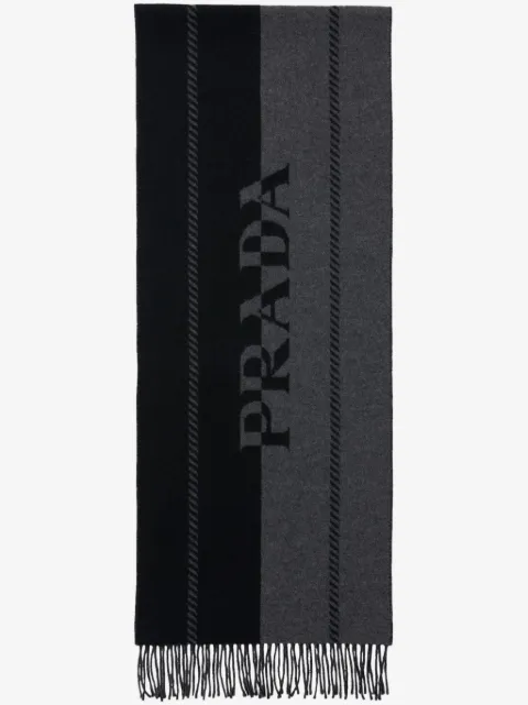 Prada logo-jacquard wool scarf