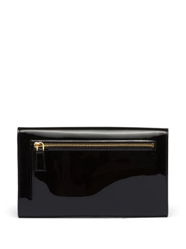 Prada patent-leather Envelope Bag | Black | FARFETCH
