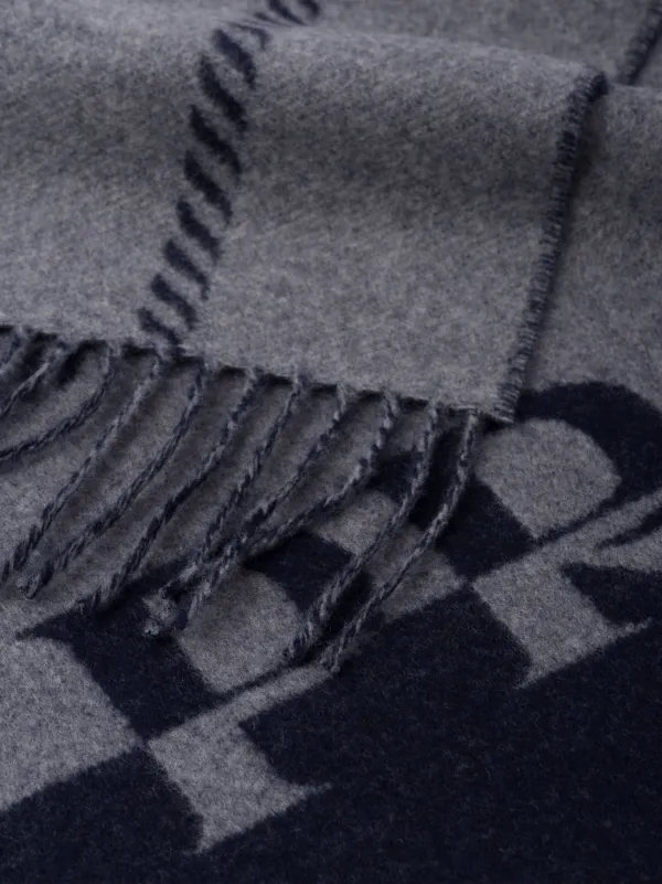 Prada logo-jacquard Wool Scarf | Grey | FARFETCH