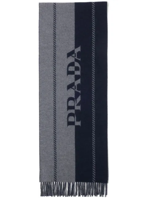 Prada logo-jacquard wool scarf