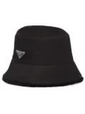 Prada triangle-logo shearling bucket hat - Black