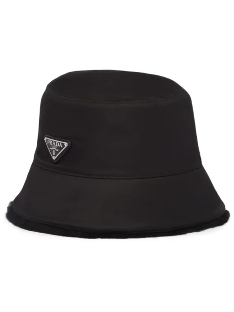 Prada gorro de pescador texturizado con logo triangular