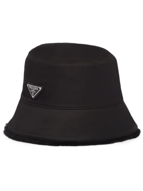 Bob en peau lainée à logo triangle - Prada - Modalova