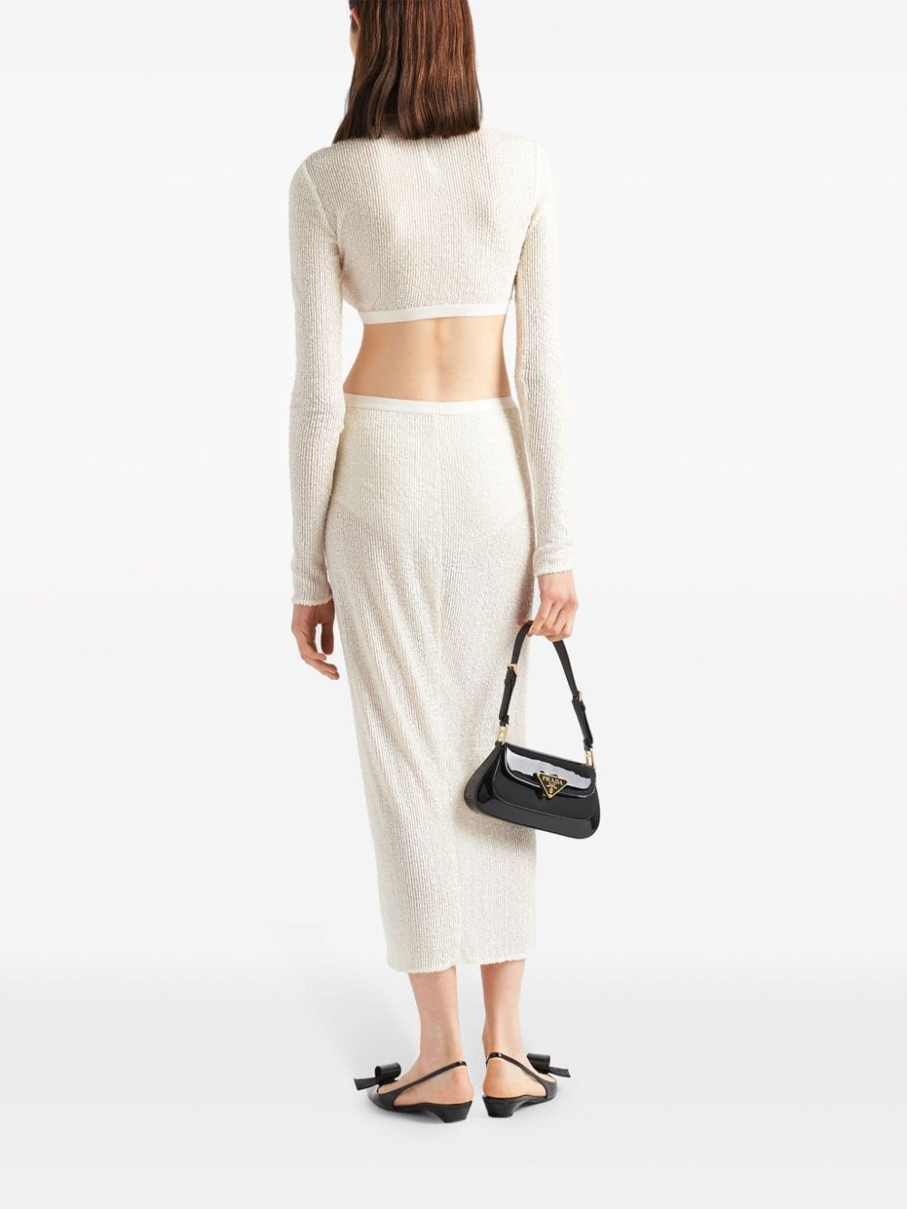 Shop Prada Sequin-embellished Midi Skirt In White