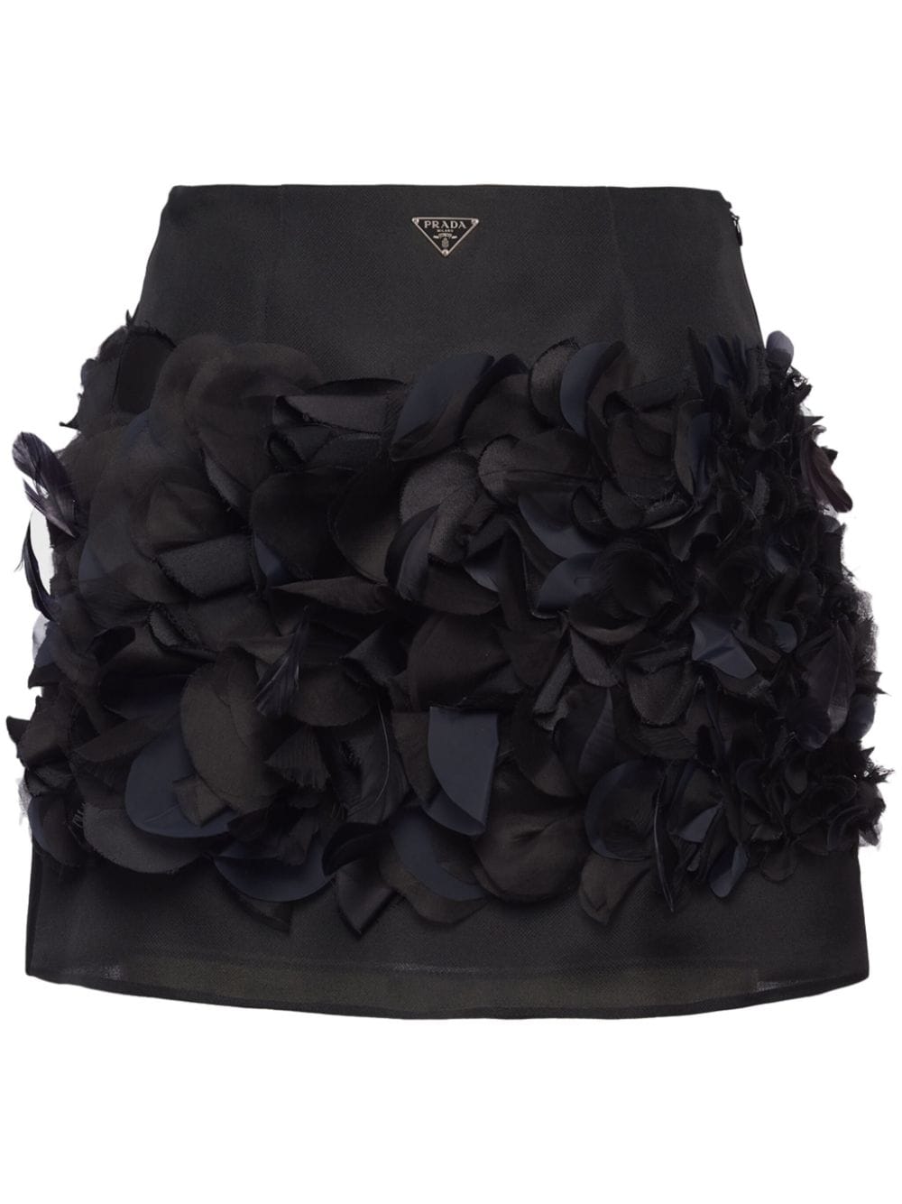 Image 1 of Prada feather-detail silk miniskirt