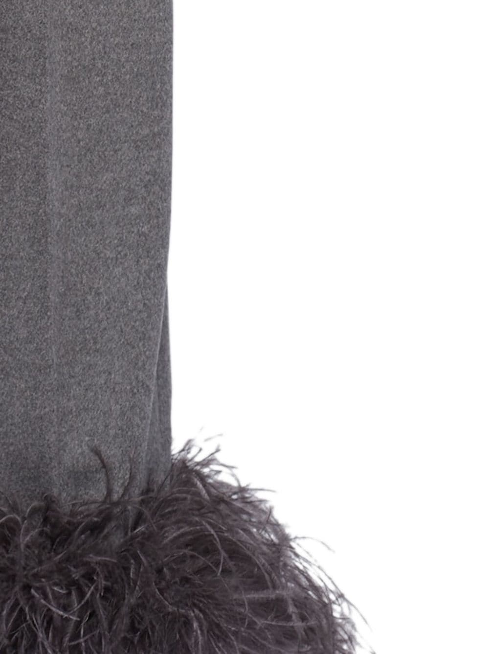 Shop Prada Feather-trim Cashmere Trousers In Grey