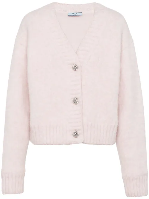 Cardigan en laine à col v - Prada - Modalova