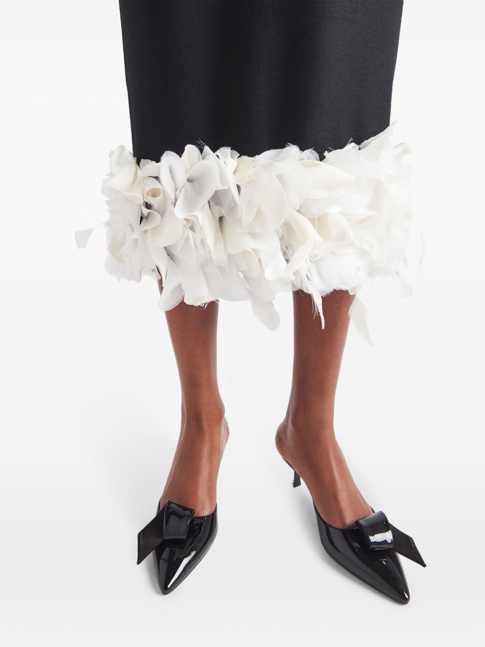 Prada Midi-jurk met bloemapplicatie Zwart