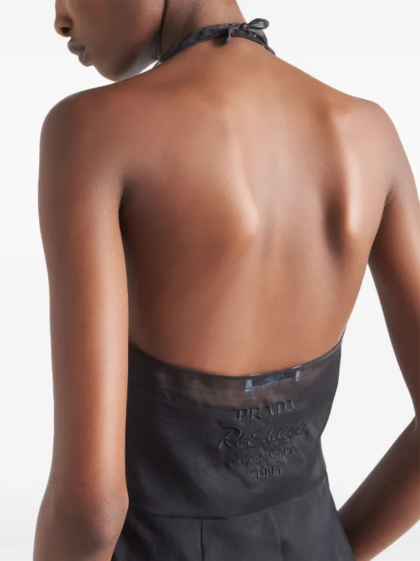 Prada Re-Edition 1995 Organza Halterneck Dress | Black