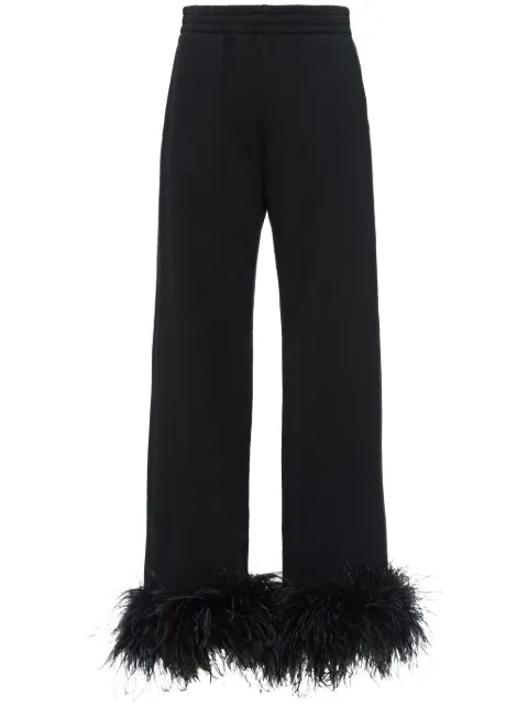 Prada feather-trim fleece track pants