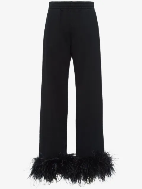 Prada feather-trim fleece track pants