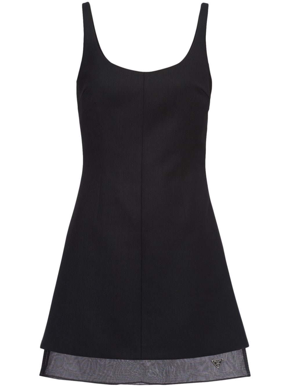 Shop Prada Enamel Triangle-logo Wool Dress In Black