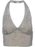 Prada crystal-embellished tulle top - Grey