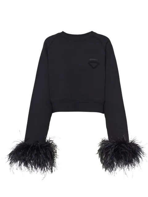 Prada feather-trim cotton sweatshirt