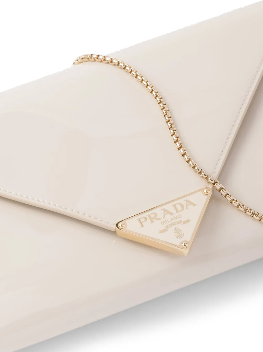 Prada Envelope clutch met logo Beige