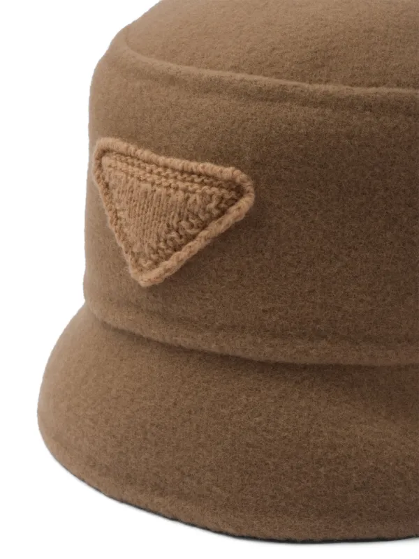 Prada triangle-logo Velour Bucket Hat Neutrals FARFETCH TH
