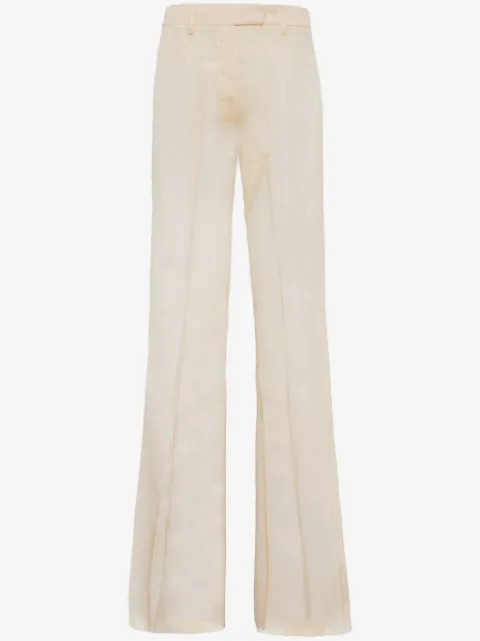 Prada pressed-crease organza trousers