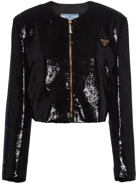 Prada sequin-embellished cropped jacket