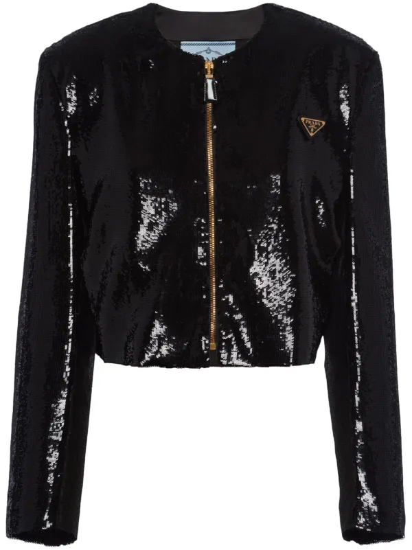 【プラダ・PRADA】Single-breasted sequin jacket Prada Single-breasted sequin jacket | REVERSIBLE