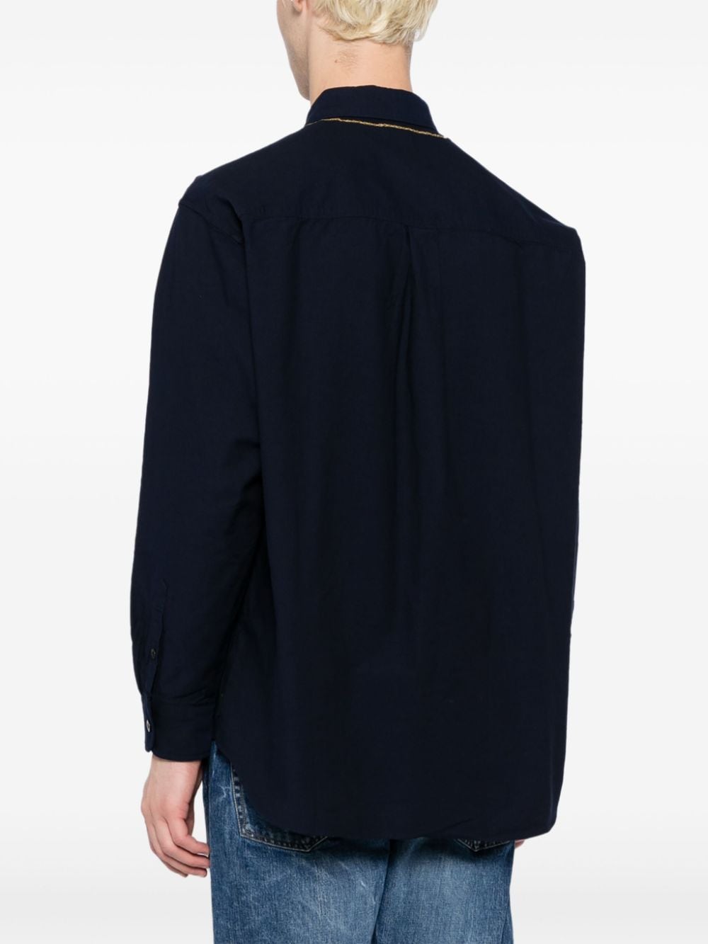 Shop Neighborhood Cross-embroidered Cotton Shirt In Blue