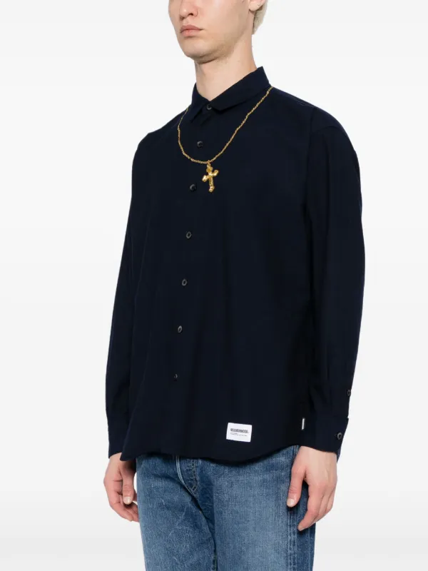 Neighborhood cross-embroidered Cotton Shirt | Blue | FARFETCH