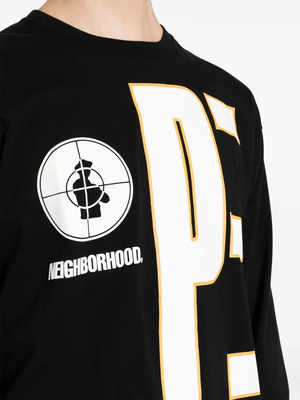 Shop Neighborhood X Public Enemy Logo-print Cotton T-shirt In Black