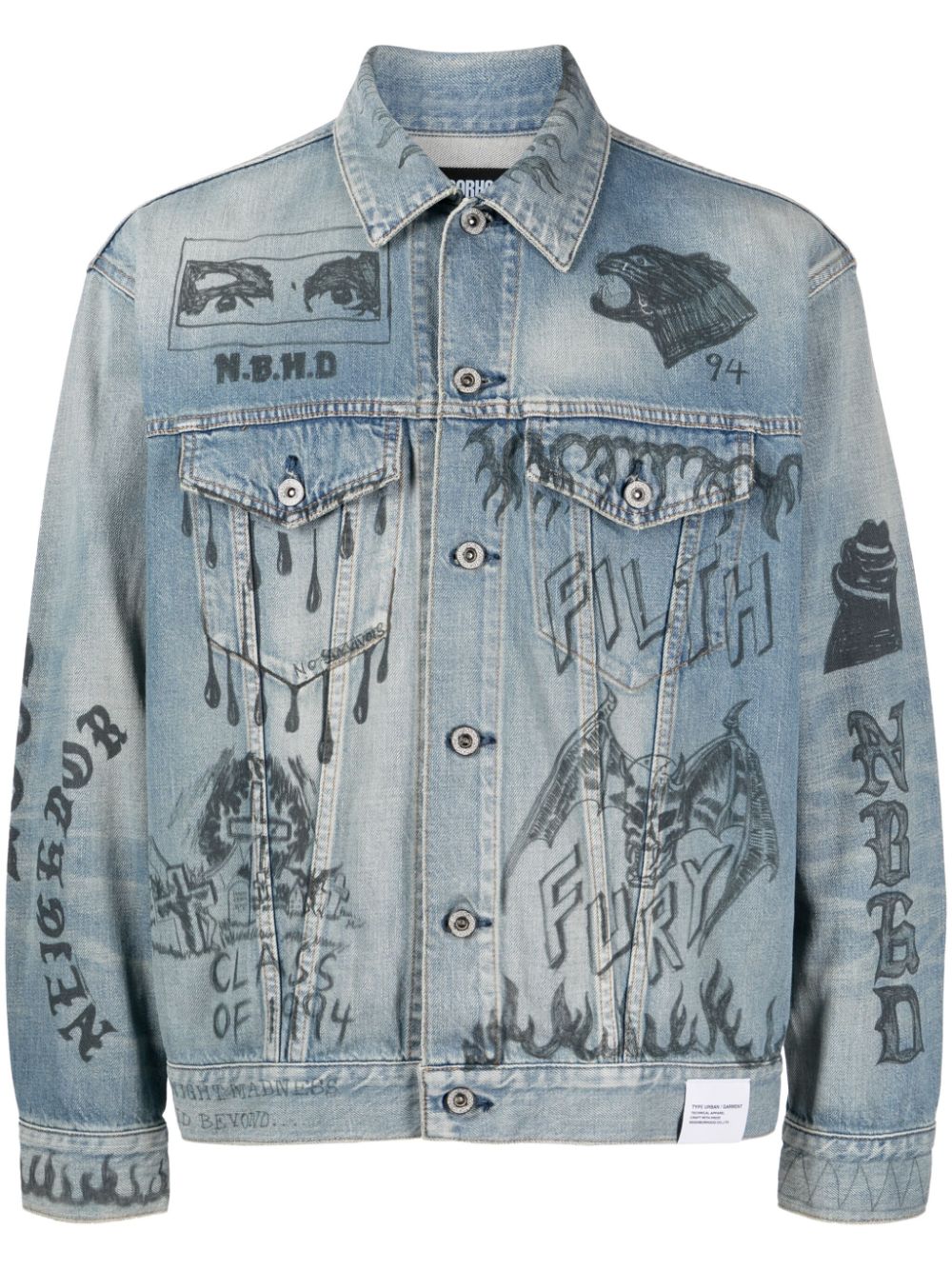 Shop Neighborhood Type-3 Graphic-print Denim Jacket In Blue