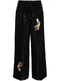 Undercover hand-embroidered satin trousers - Black