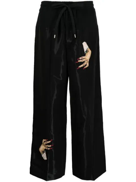 Undercover hand-embroidered satin trousers