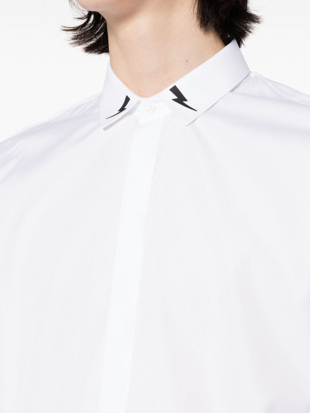 Neil Barrett Katoenen overhemd met bliksemflitsprint Wit