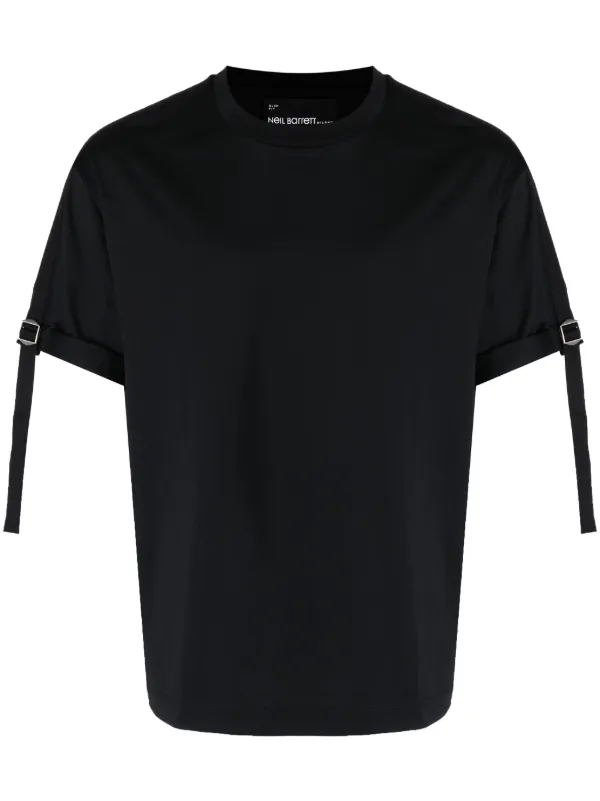 NEIL BARRETT クルネックレイヤトTシャツ 【関税込】 Neil Barrett ダブルバックルストラップ Tシャツ | ブラック