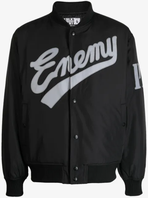 Neighborhood x Public Enemy x Majestic logo-embroidered bomber jacket