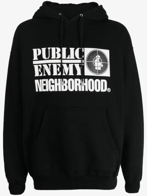 Neighborhood x Public Enemy logo-print cotton hoodie