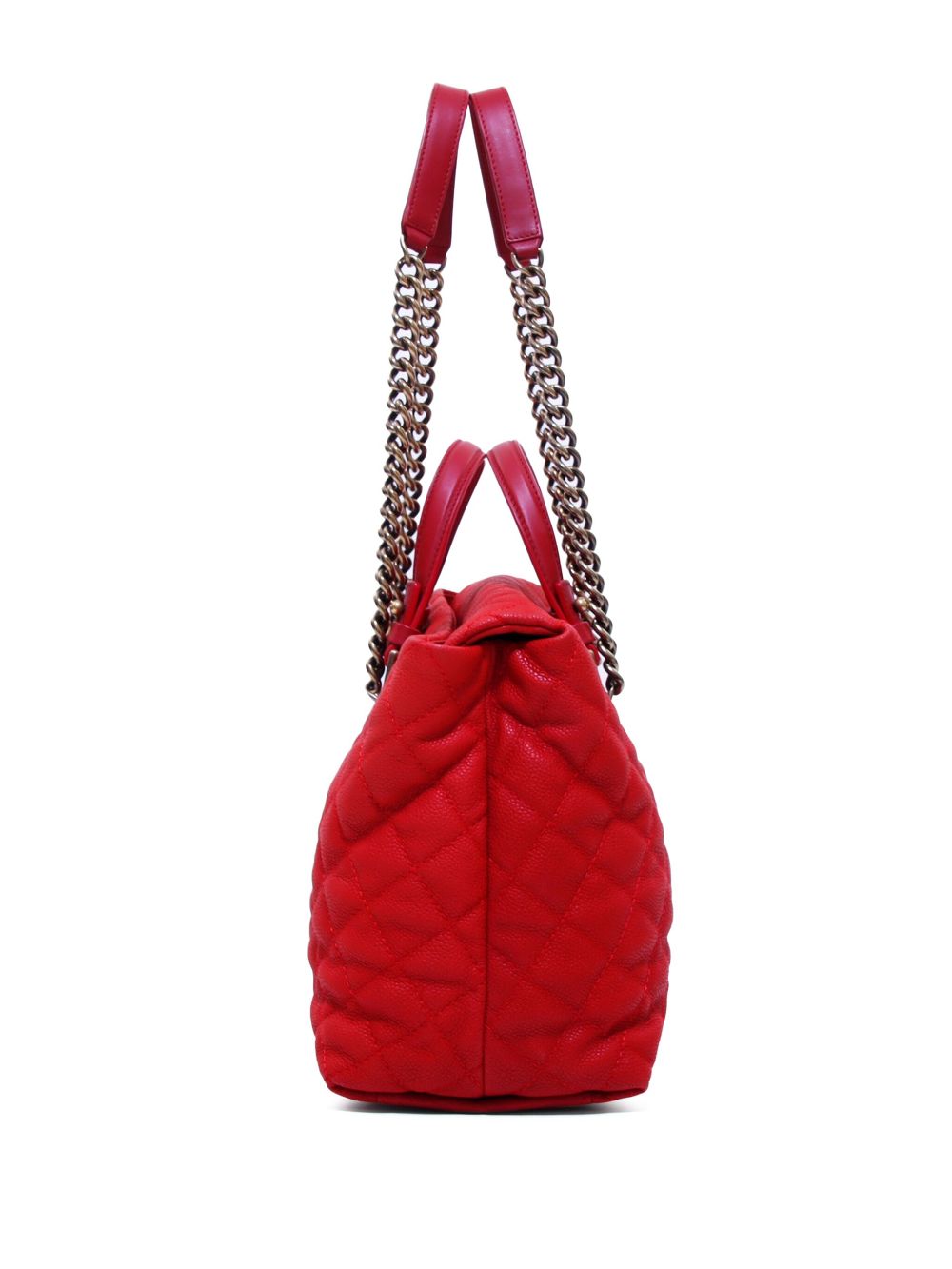 Pre-owned Chanel 2012 Cc Diamond-quilted Tote Bag In Red