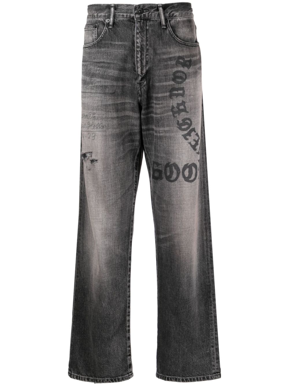 Neighborhood graphic-print straight-leg jeans - Grigio