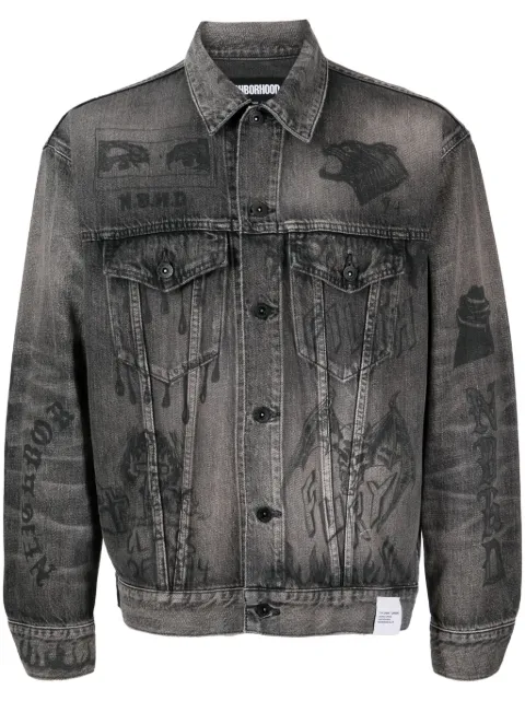 Neighborhood Type-3 graphic-print denim jacket