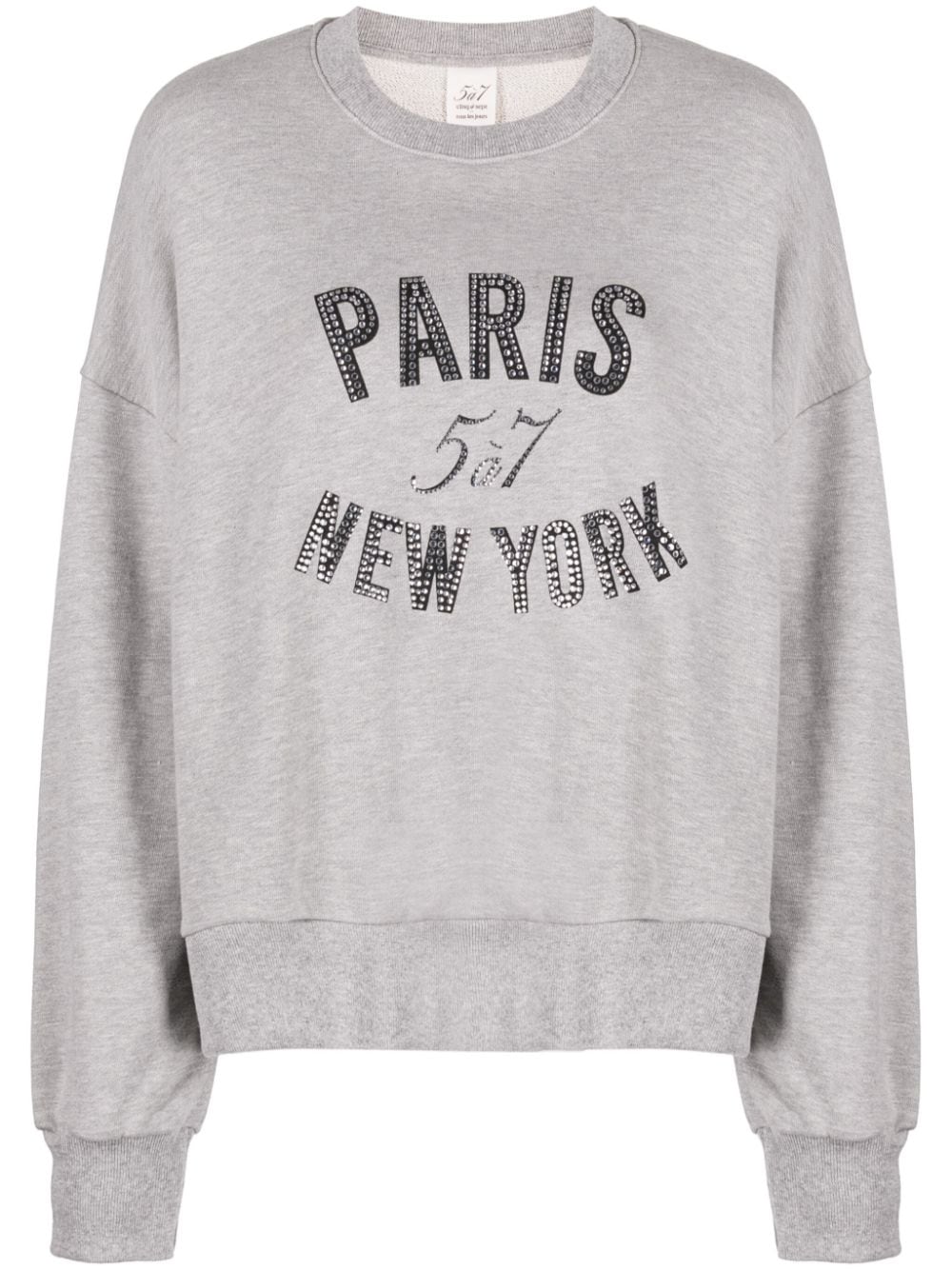 Cinq À Sept Cinq A Sept Rhinestone Paris New York Sweatshirt In Heather Grey