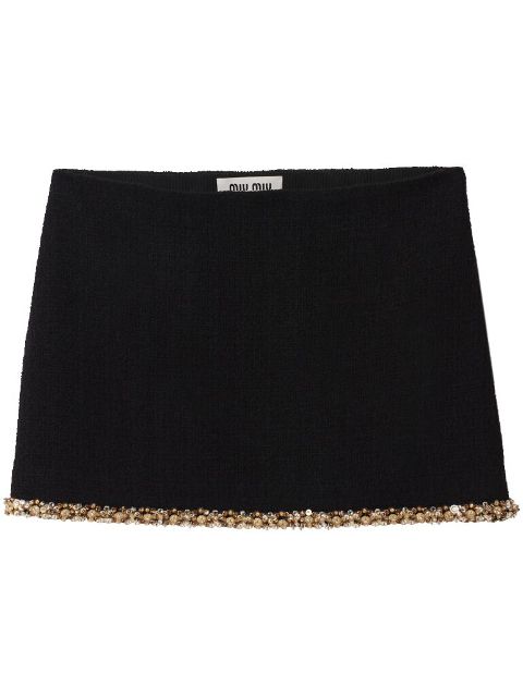 Miu Miu crystal-embellished tweed miniskirt