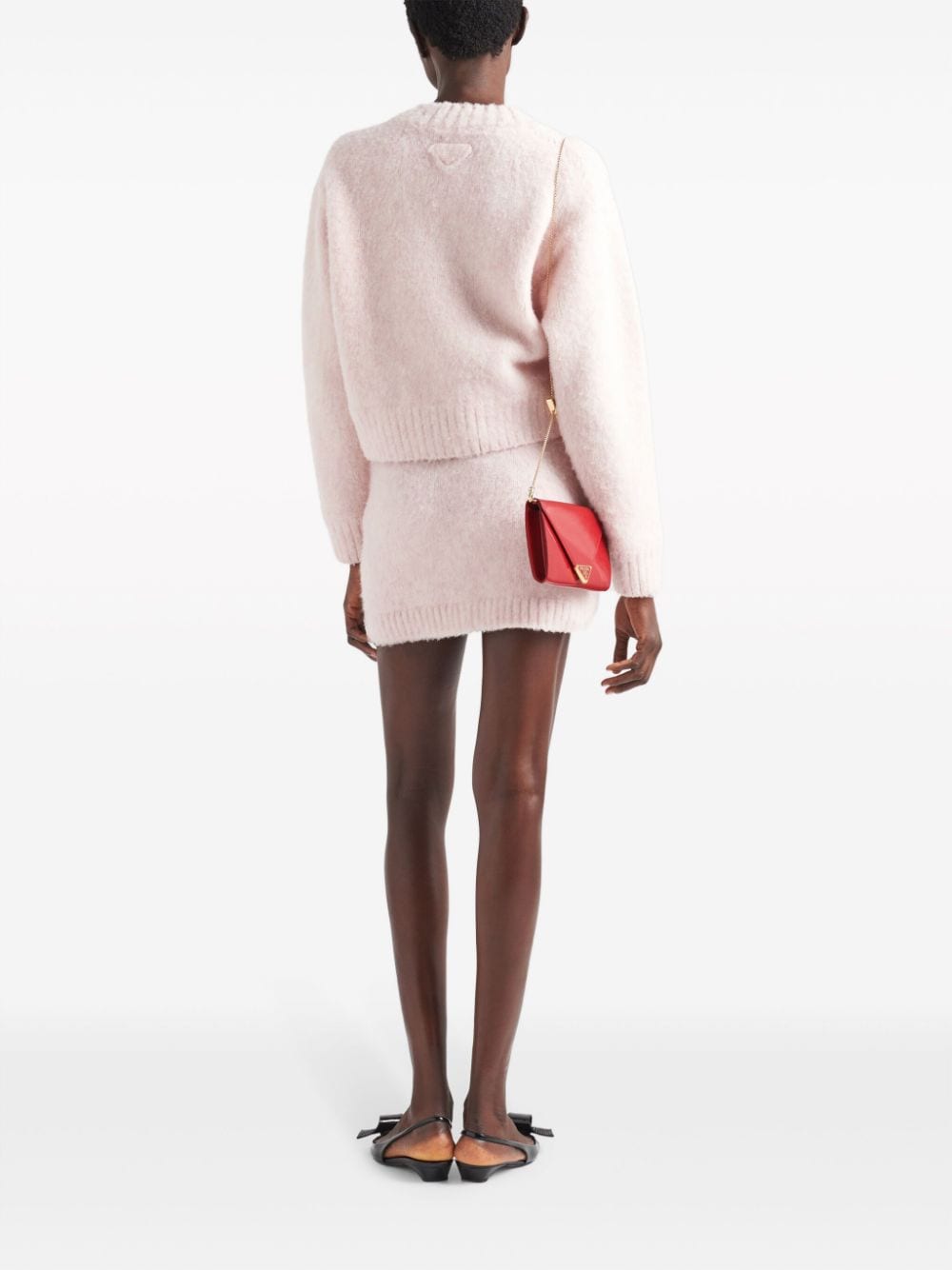Shop Prada Triangle-logo Wool Miniskirt In Pink