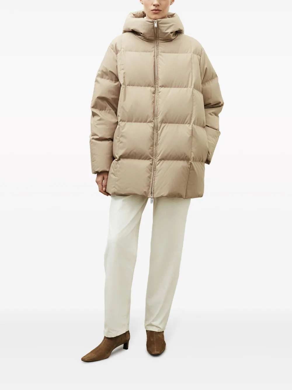 12 STOREEZ hooded down puffer jacket - Beige