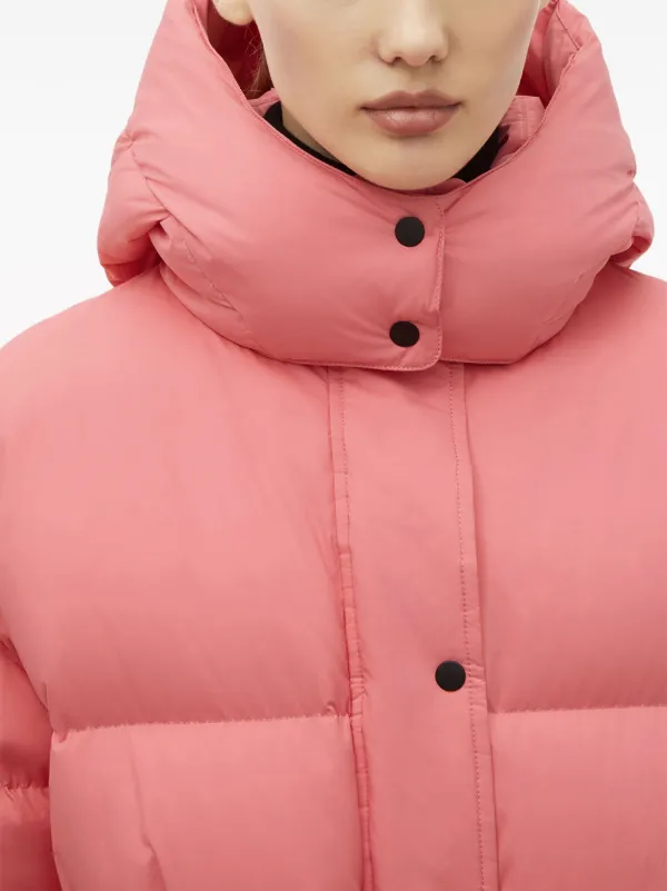 Belted down puffer clearance coat