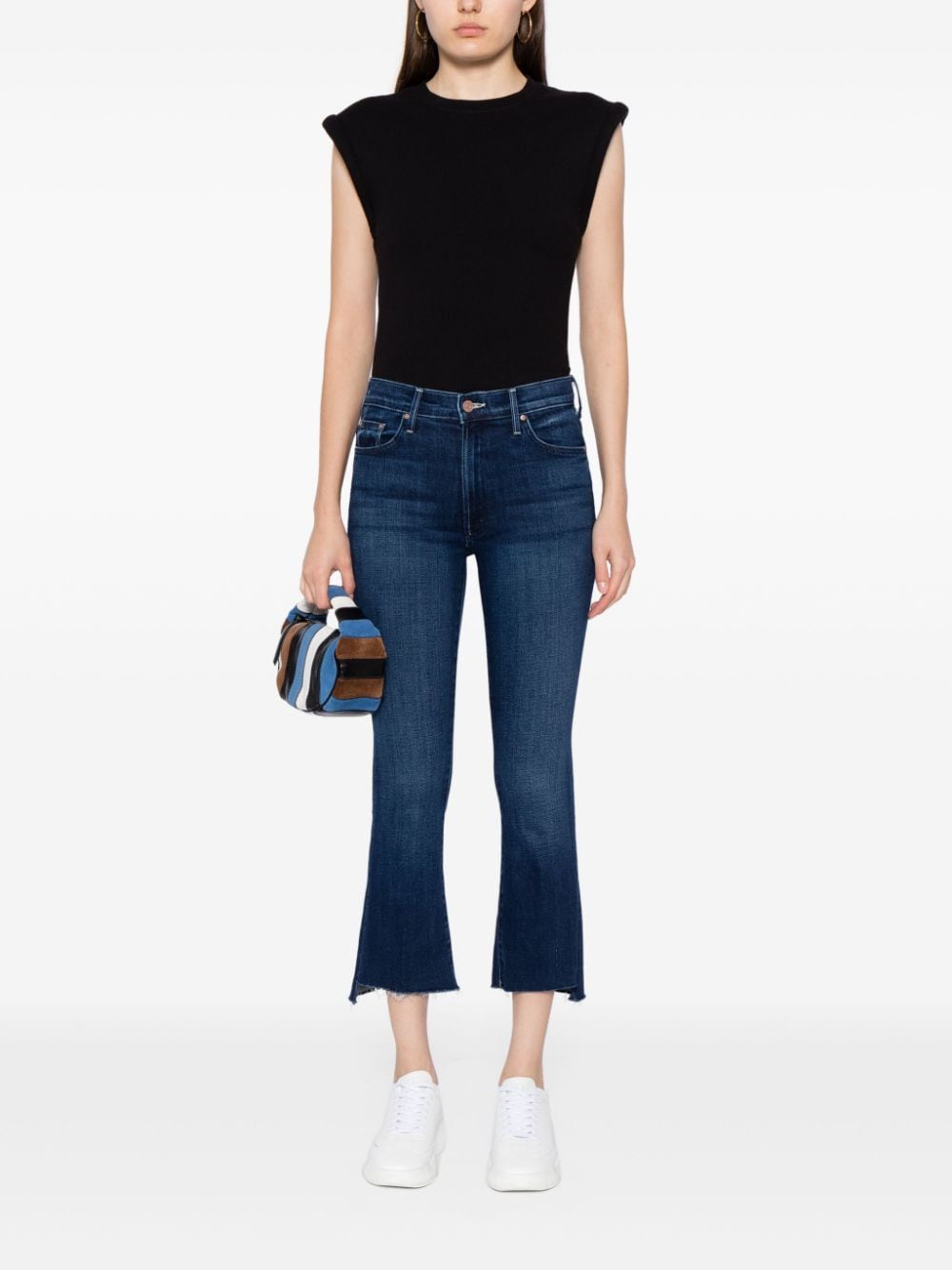 Shop Mother The Insider Cropped Bootcut Jeans In Blue