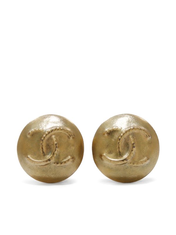 Chanel Gold CC Medallion Clip On Earrings (Pre-Loved)