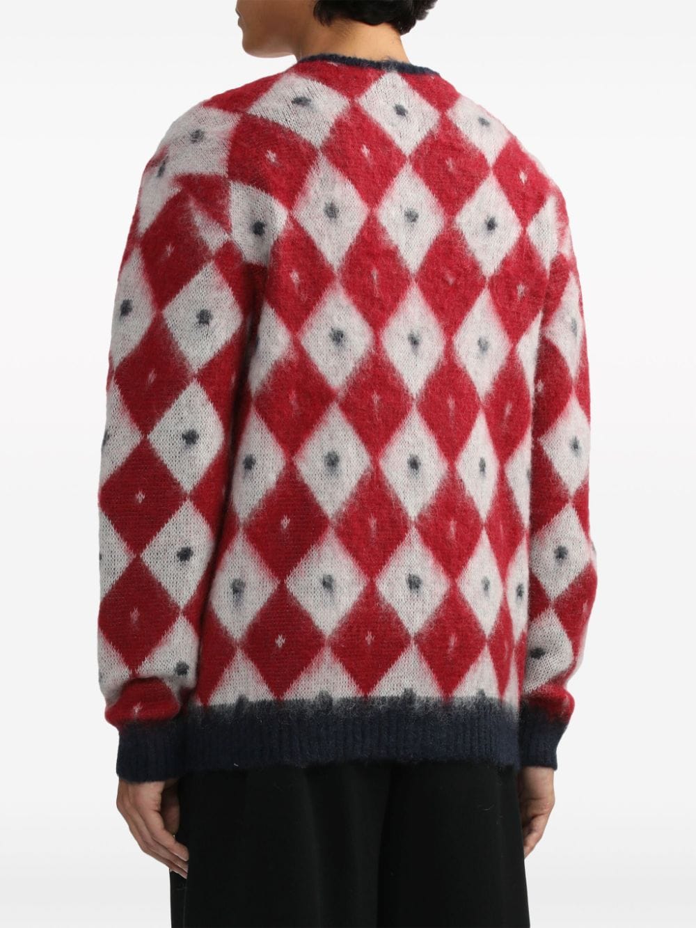 Shop Needles Checked Intarsia-knit V-neck Cardigan In Rot