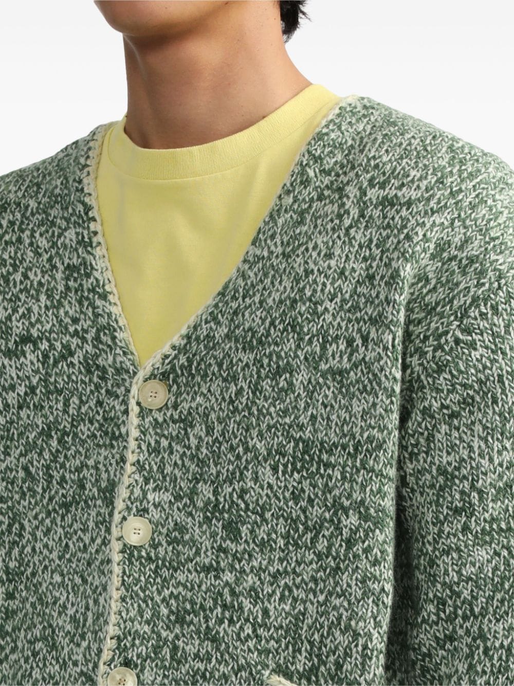 Shop Auralee V-neck Button-up Cardigan In Green