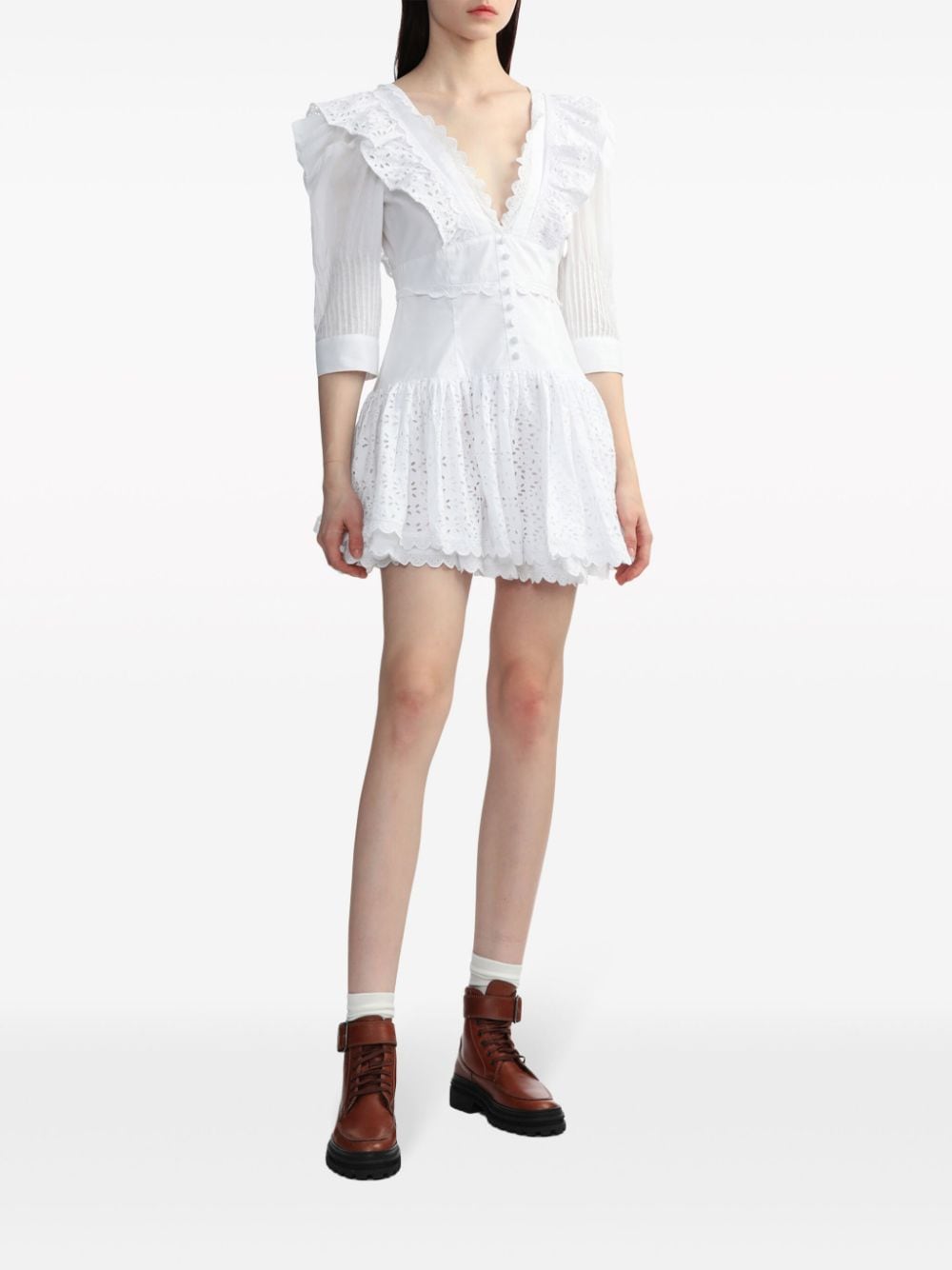Joslin ruffle-detailing cotton dress - Wit